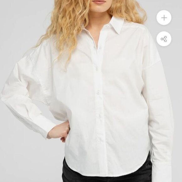 Outland Denim organic cotton Margot button down Shirt - White Sz M NWT - Picture 1 of 10